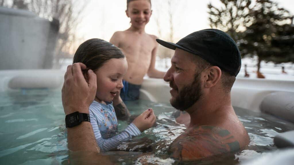 Dad and kids enjoying a spa day